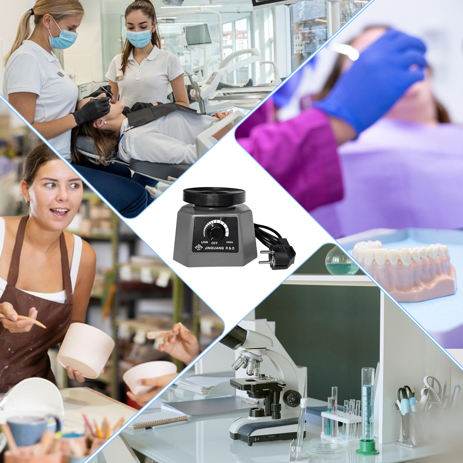 Elektrische Gipsrüttler Rüttelplatte, 220V 100W 4'' Rund Dental Oszillator Gips Rüttelplatte, Einstellbare Geschwindigkeit Oszillator Dentallaborgeräte für Mischen Gips Gießen, Harzguss, Gussmodell