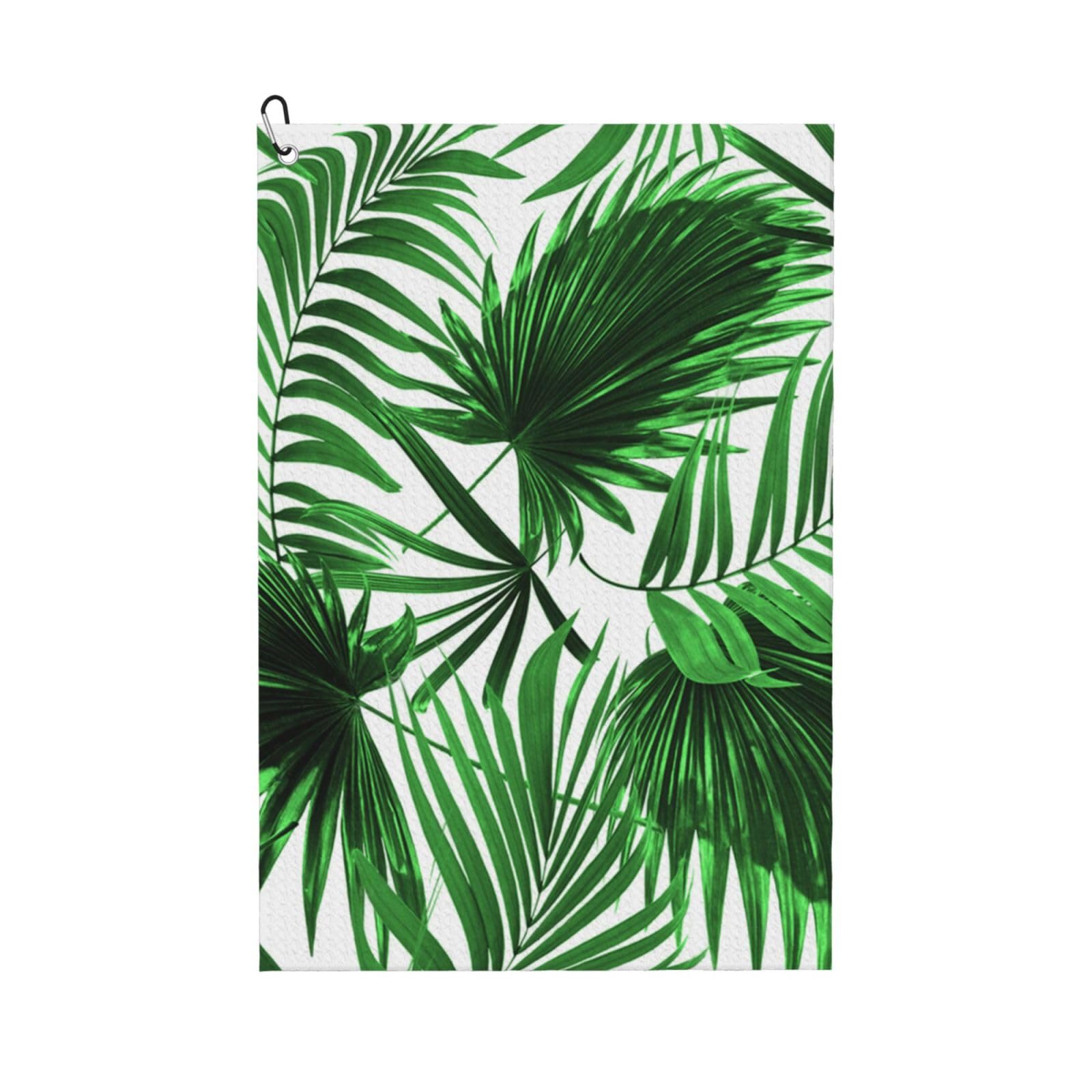 Hnnkloy Palm Leaf Print, 16x24 in Portable Waffle Golf Towels with Carabiner Clip for Golf Bag