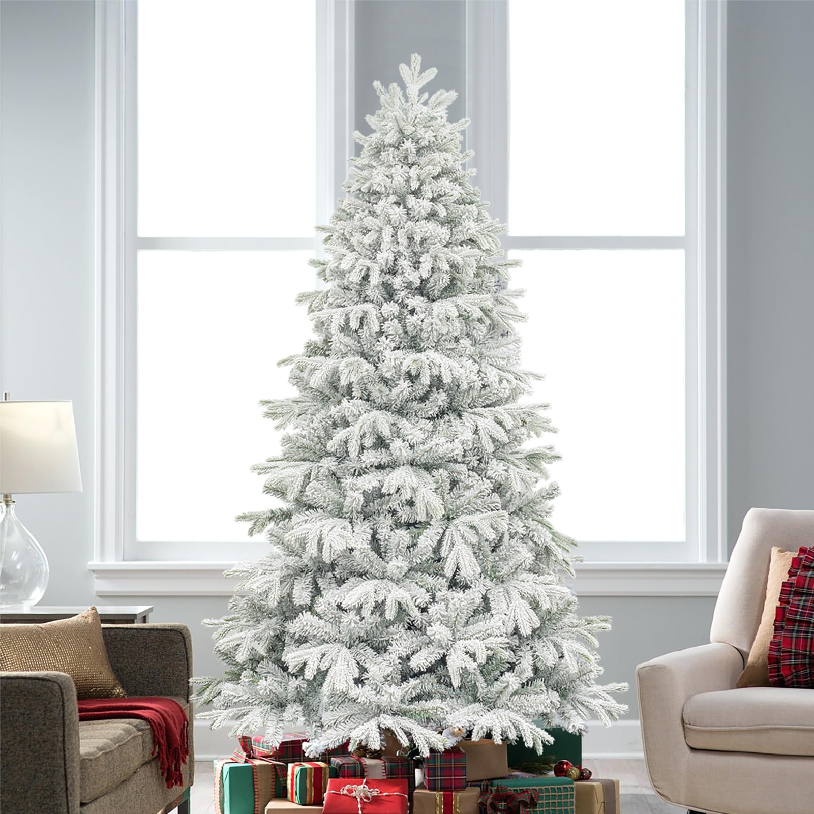 DFXSZ Federe Natalizie 45x45 Cm – Albero Di Natale Foresta – 2 Pezzi – Bianco