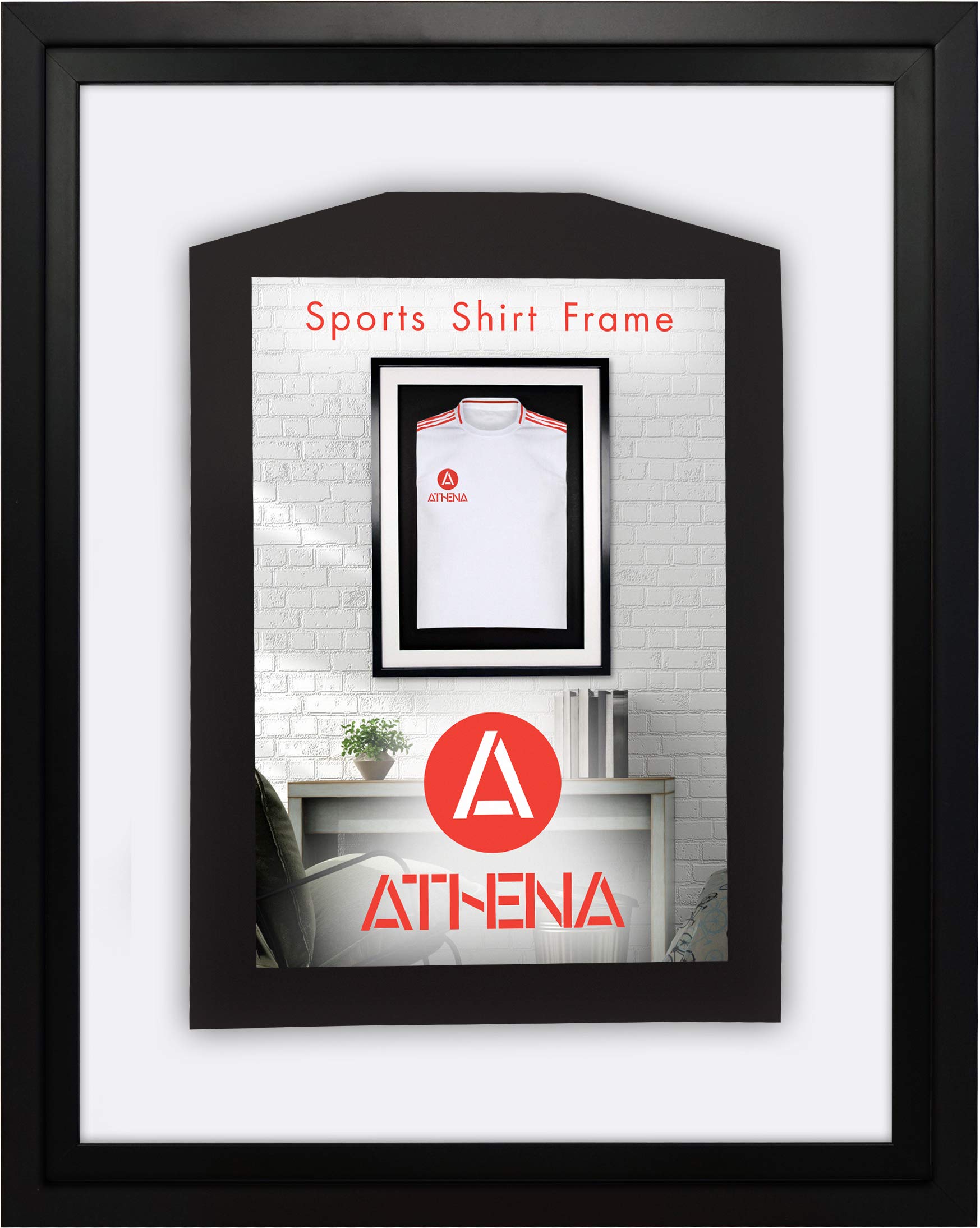 Athena Premium Holzrahmen für Baby-Shirts, 40 x 50 cm, schwarzer Rahmen, schwarzer Innenrahmen, weiße Rückwand