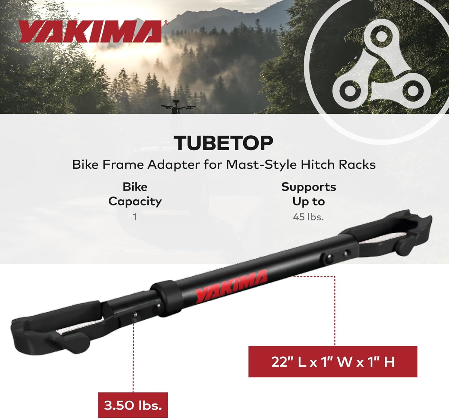 Yakima 2 Pack Hitch Mounted Bike Rack, TubeTop Seat Post Mounting Type with Oversized Diameter Tubing and Anti-Rotation Inserts for Bicycles