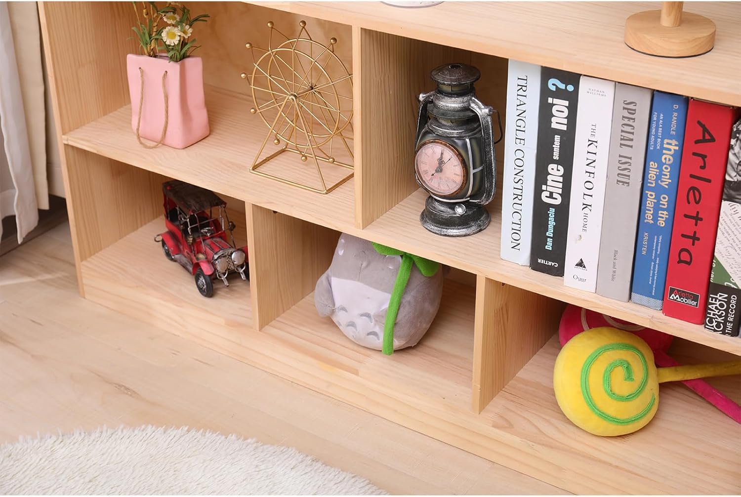 Wooden Storage Cabinet, 5-Section Montessori Shelf, Kids Toy Storage Organizer Bookshelf for Kids Rooms, Classroom, Playroom, Nursery, (44.5")