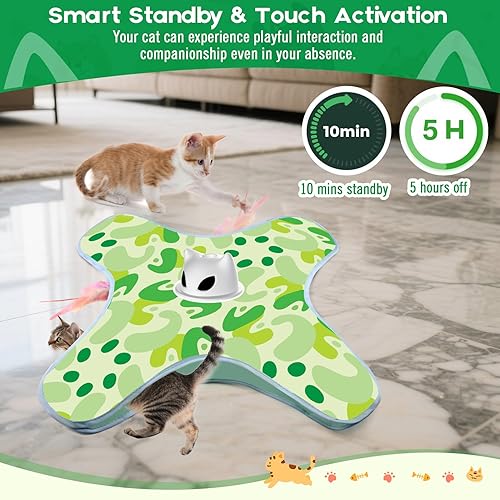 Miniatura 4 de VIWIK Juguetes interactivos para gatos de interior, juguete de plumas móviles para gatos adultos aburridos con ventosa y cubierta, juguete