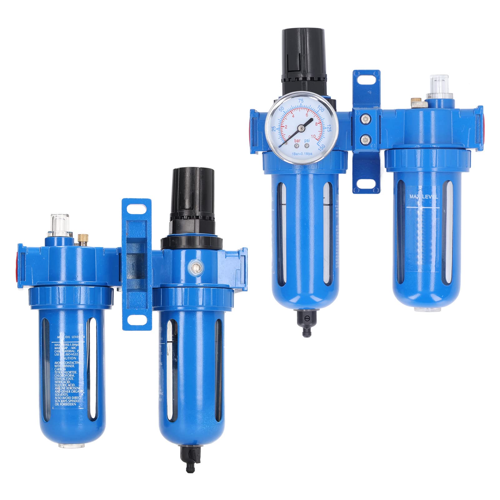 Regulador de filtro de aire comprimido SustVita 3/8 in NPT con lubricador, caudal 68 SCFM, cuerpo de aleación de zinc, separador de agua de compresor de aire para líneas neumáticas (1/4"NPT)