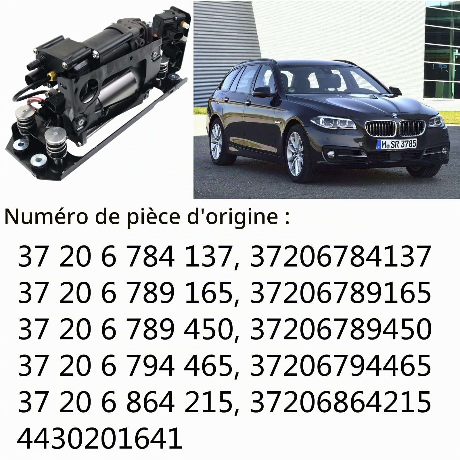 Pompe de compresseur à suspension pneumatique avec support et bloc de vannes Compatible avec les séries B-M-W 5 7er F07 GT F11 F01 F02 F04 37206784137 37206789165