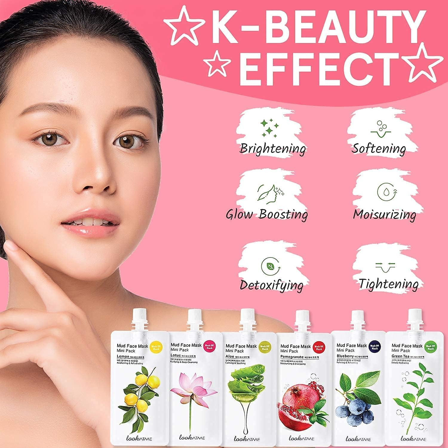 Look At Me Mud Mask Minis (2-Pack) Pomegranate Korean Face Mask