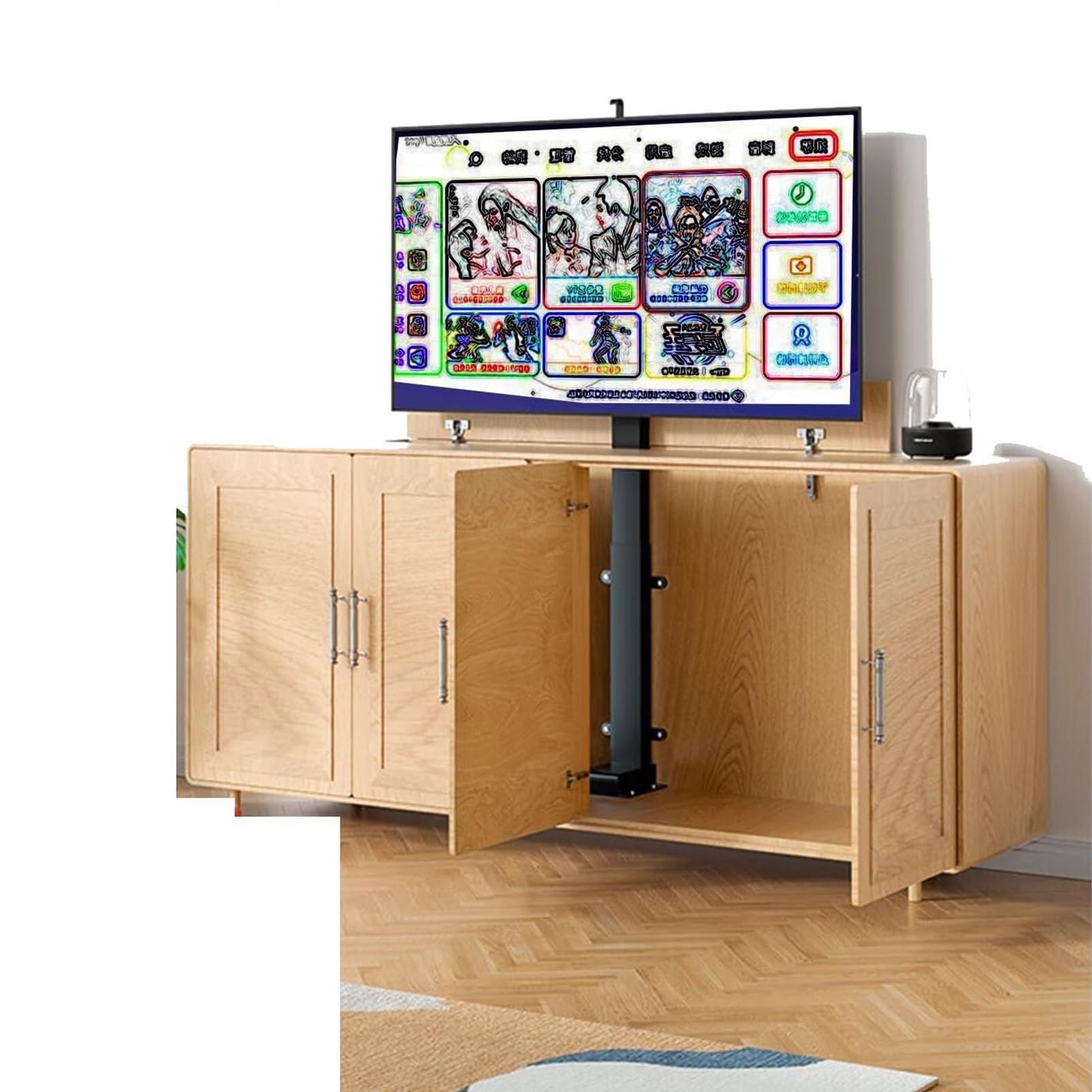 QICBYING Can Be Hidden In A Cabinet TV Motorized Lift - Motorized Tv Mount With Remote Control And Memory Setting, Telescopic Electric TV Lift, For 32-75 Inch TVs, Load 60kg/132lbs