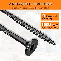 Vista 5 de #10 x 2-1/2" Tornillos para Terraza, 108 Piezas Tornillos para Madera con Cabeza Estrella, Tornillos para Madera Resistentes al Óxido para Negro
