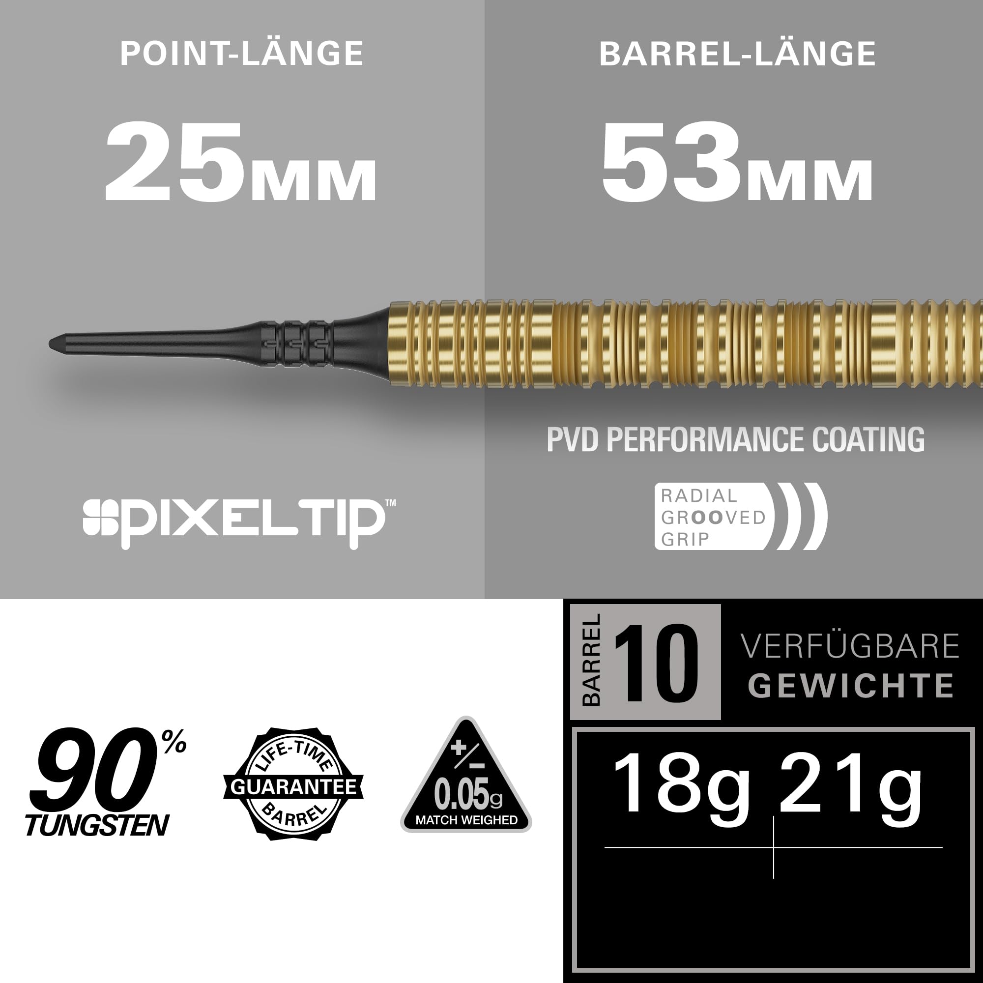 Target Darts Bolide Envy 90% Tungsten Soft Tip Dart Set (Barrel 10), 18G/21G | Nr. 6 Flights & Pro Grip EVO-Schaft, inklusive elektronischer Pixel-Spitzen | Professionelle Dart-Sets