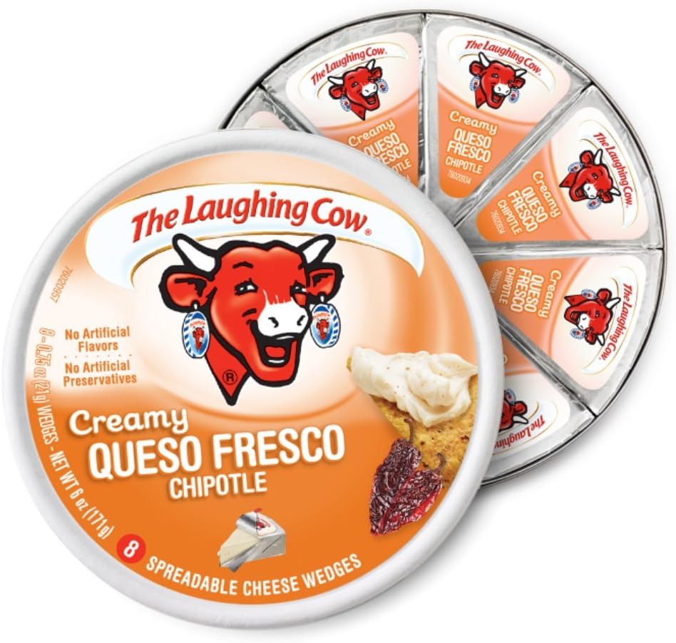 The Laughing Cow, Spreadable Cheese Wedges, 6Oz Round (Choose Flavor Below) (Creamy Queso Fresco Chipotle)