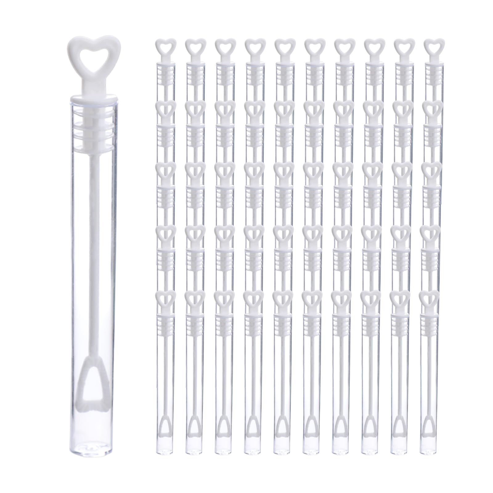 50 Pack White Heart Mini Bubble Wands, Empty Bottle Wedding Party Favors, Mini Bubble Wands for Bachelorette Valentine’s Day Party Decoration