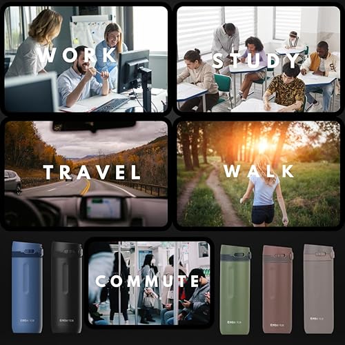 Miniatura 6 de EmberIce Botellas térmicas con aislamiento al vacío de 20 onzas, doble pared para viajeros y campistas, mantiene las bebidas calientes 18 horas,