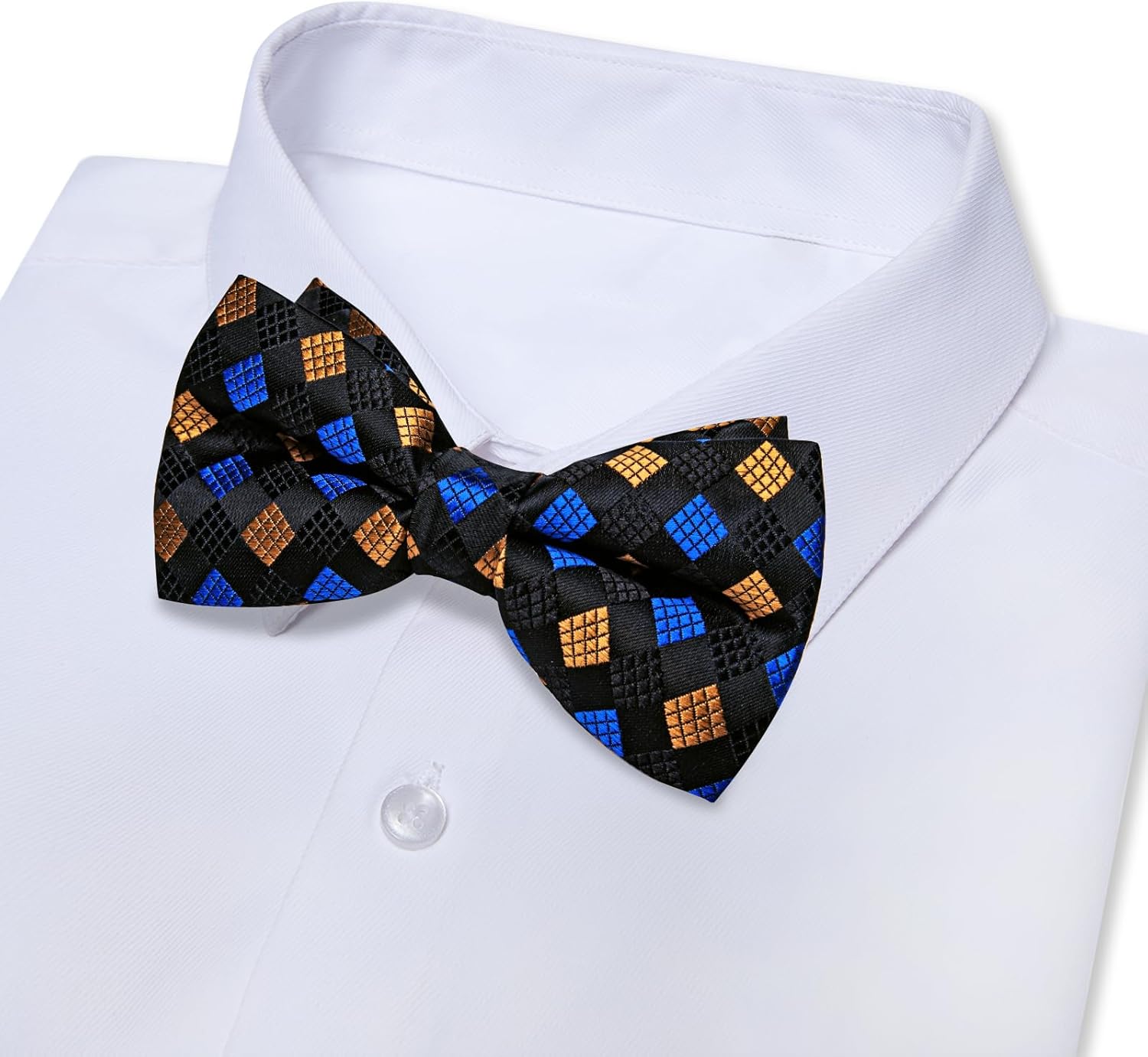 Silk Bow Tie Set for Men Striped Pre-tied Tuxedo Bowties Pocket Square Cufflinks Adjustable Wedding Prom Party - Image 4