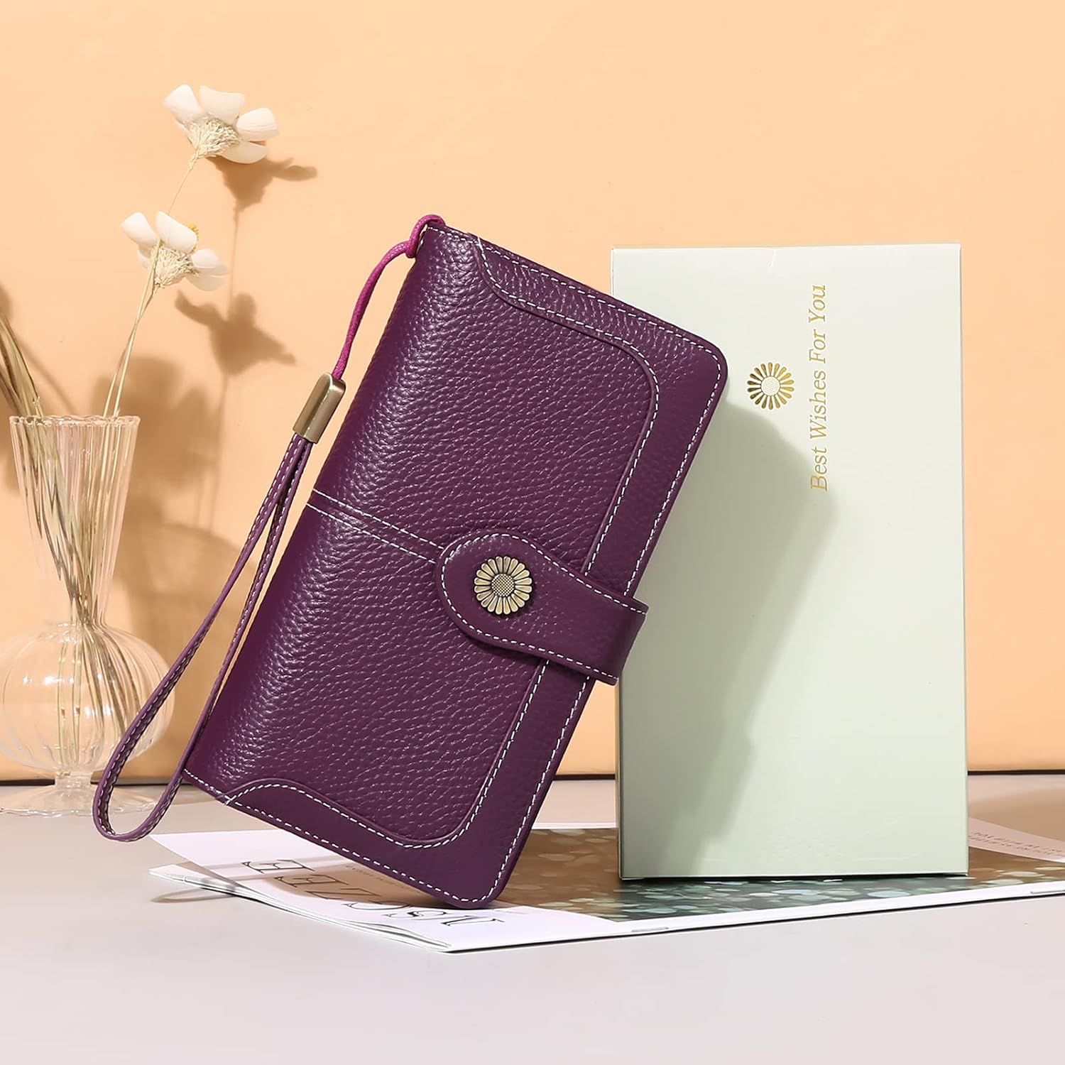 FALAN MULE Women Leather Wallet Large Capacity Bifold RFID Blocking Card Holder with Zipper Coin Pocket - Image 6