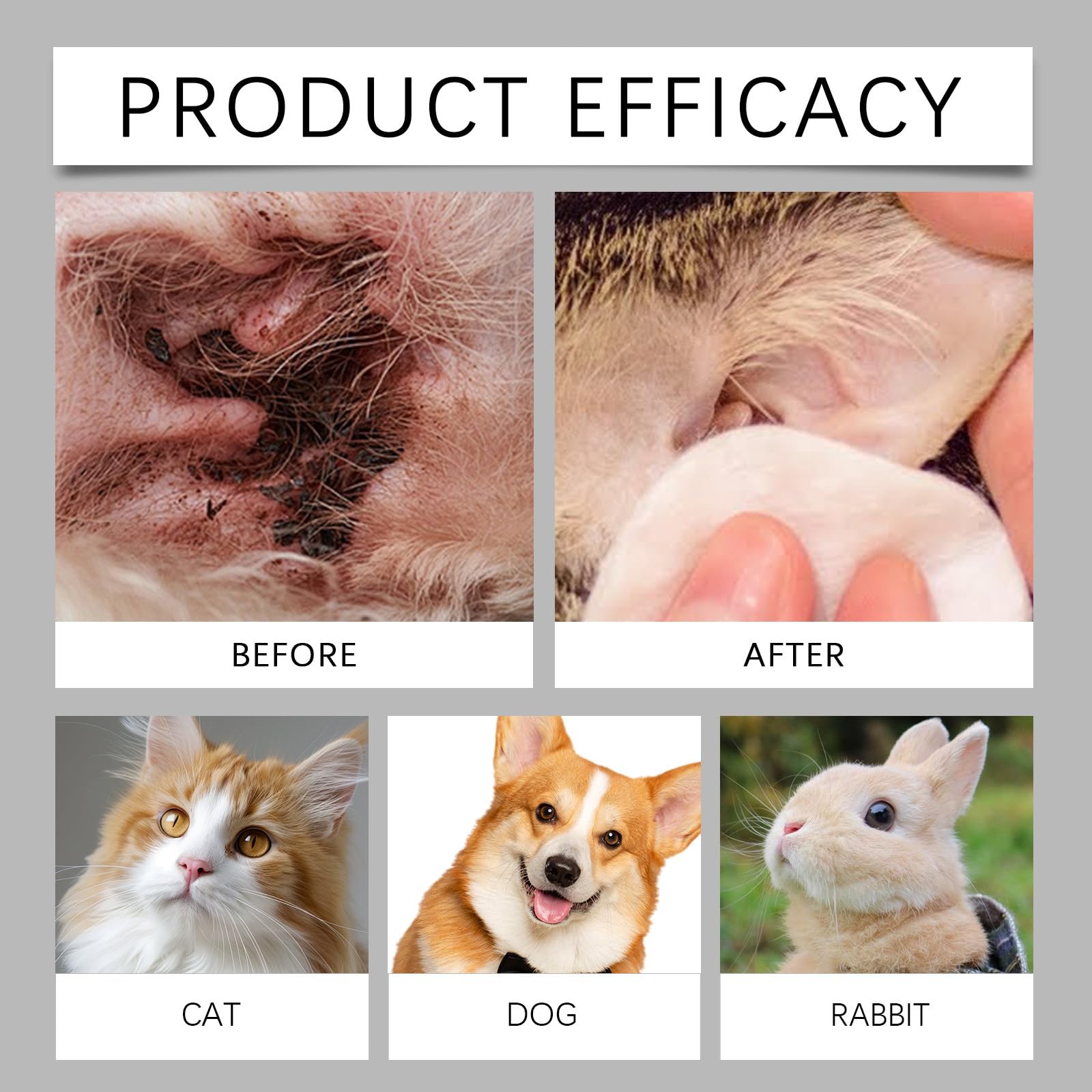 Gotas RZXEA Pet EarPro, gotas óticas naturales para mascotas, alivio suave para la picazón, solución segura para la limpieza de oídos para todas las razas y edades de perros y gatos,2PCS