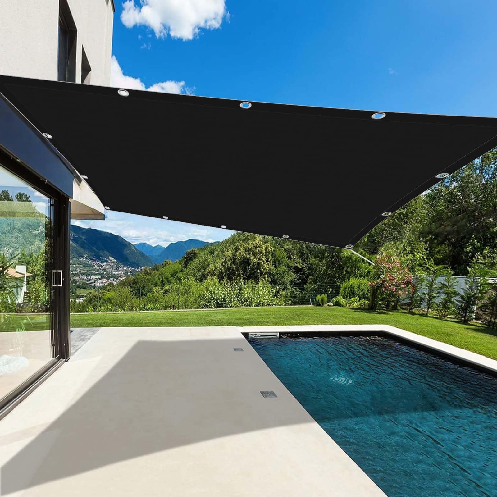 Toile ombrage anti-UV 98% imperméable noire 180x340 cm résistante à la pluie pour terrasse