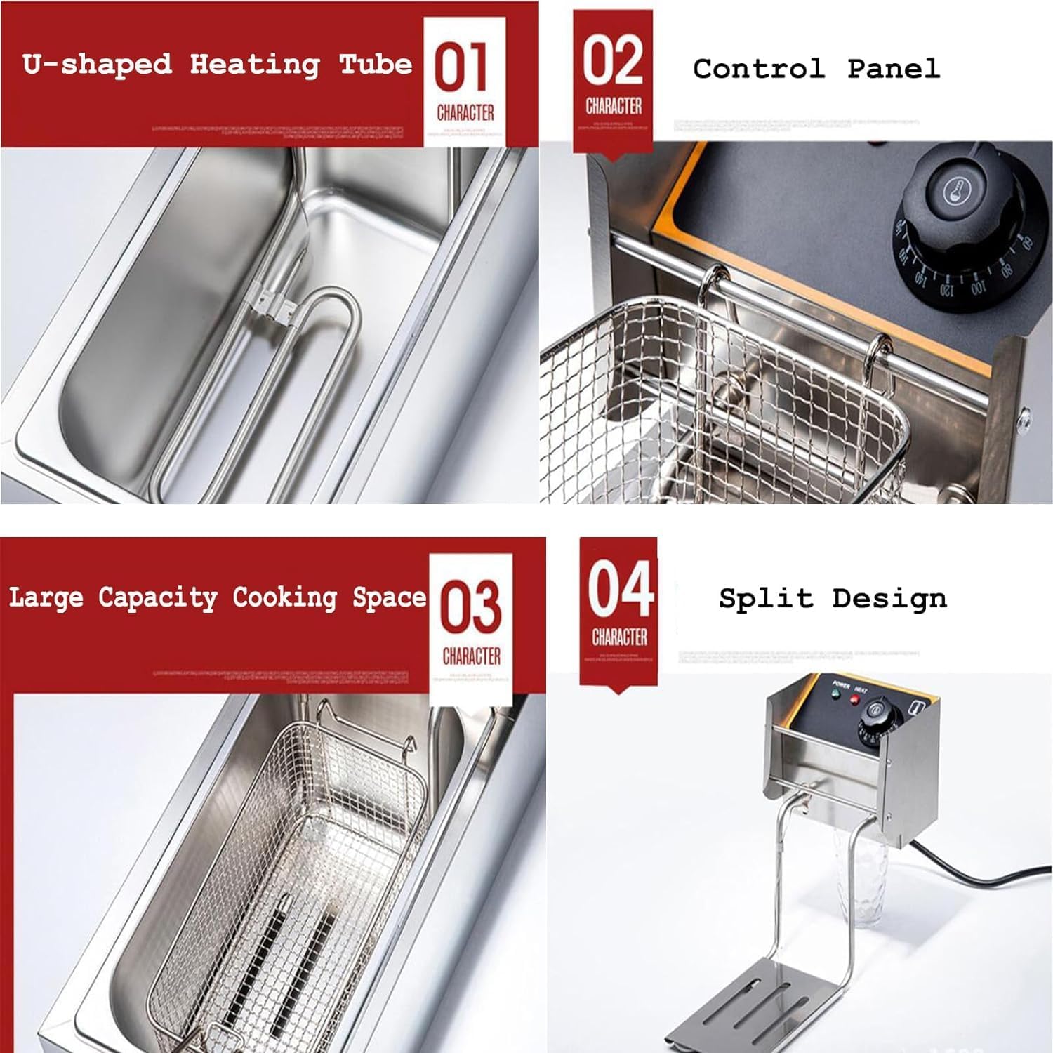 Commercial Deep Fryer, Electric Deep Fryer with Basket And Lid, Countertop Stainless Steel Frying Machine with Temperature Control And Removable Oil Tank for Home Kitchen And Restaurant 2000W 4L/4.22Q