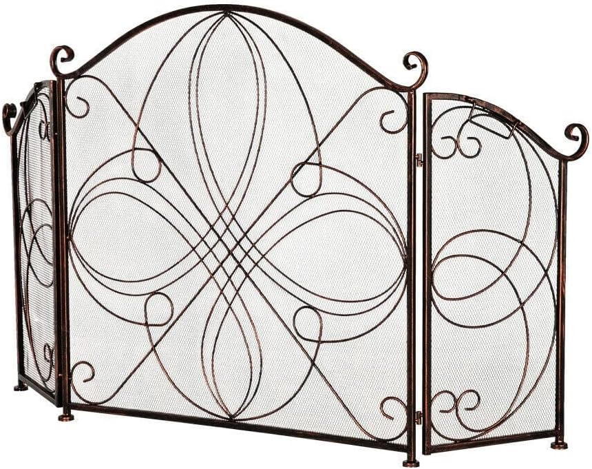 Fireplace Screens Fireplace Screen Protector 3 Panel Indoor Grill Living Room Iron Folding Side Fireplace Screen Flat Fireplace Screens Decorative Feito na China