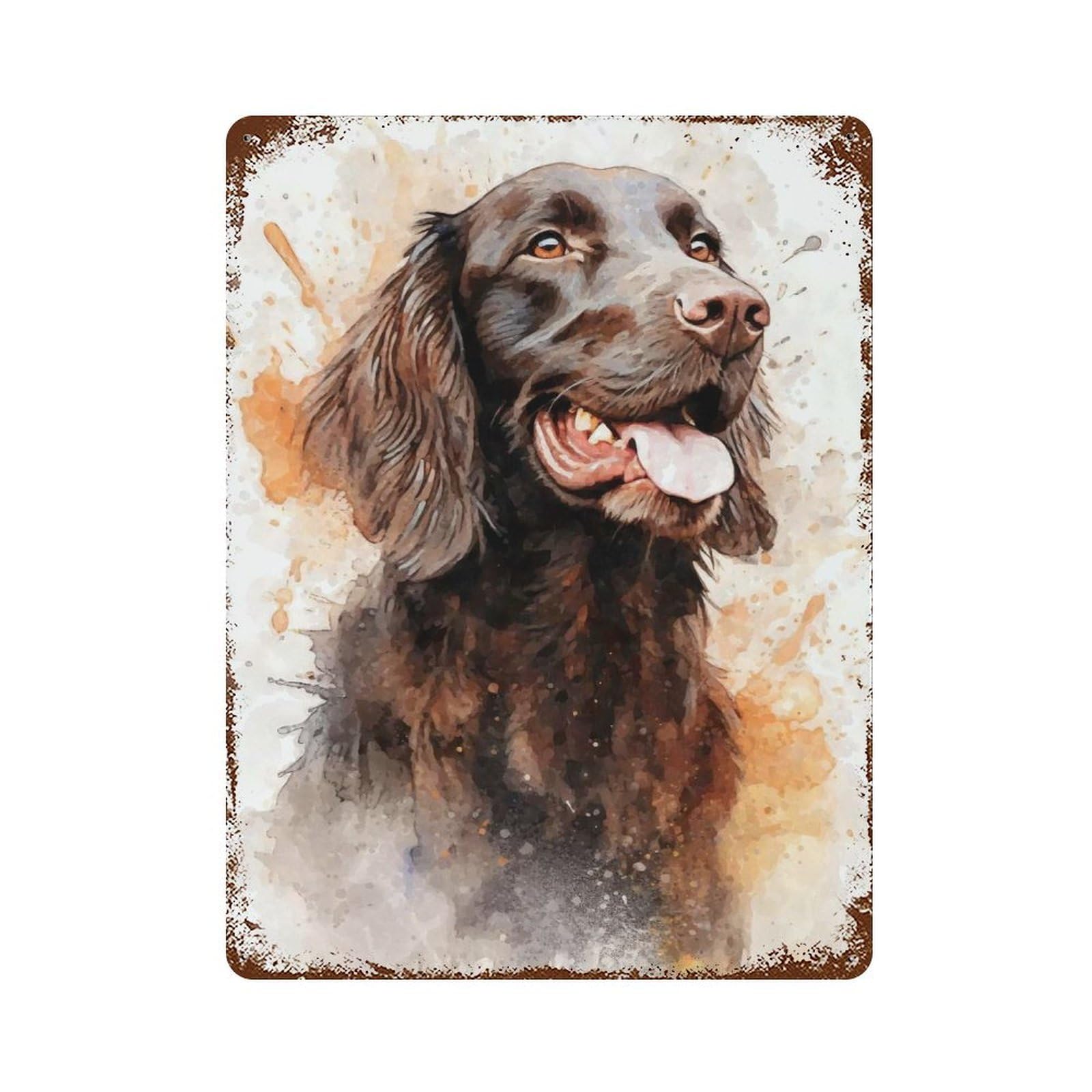 Vintage Rust Metal Sign with Brown Flatcoated Retriever Design 15.7"x11.8", for Shed, Workshop And Garage Wall Decor, Classic Wall Plaque