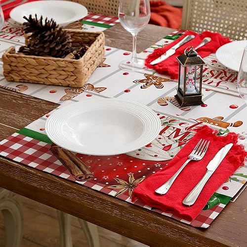 Miniatura 6 de Decoraciones de Navidad camino de mesa de hombre de jengibre de 13 x 72 pulgadas decoración de pastel de Navidad de temporada para vacaciones casa