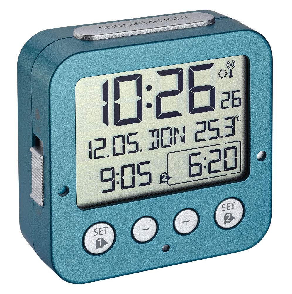 Tfa Turquoise Dostmann 60.2528 Bingo Radio-Controlled Alarm Clock (Turquoise)