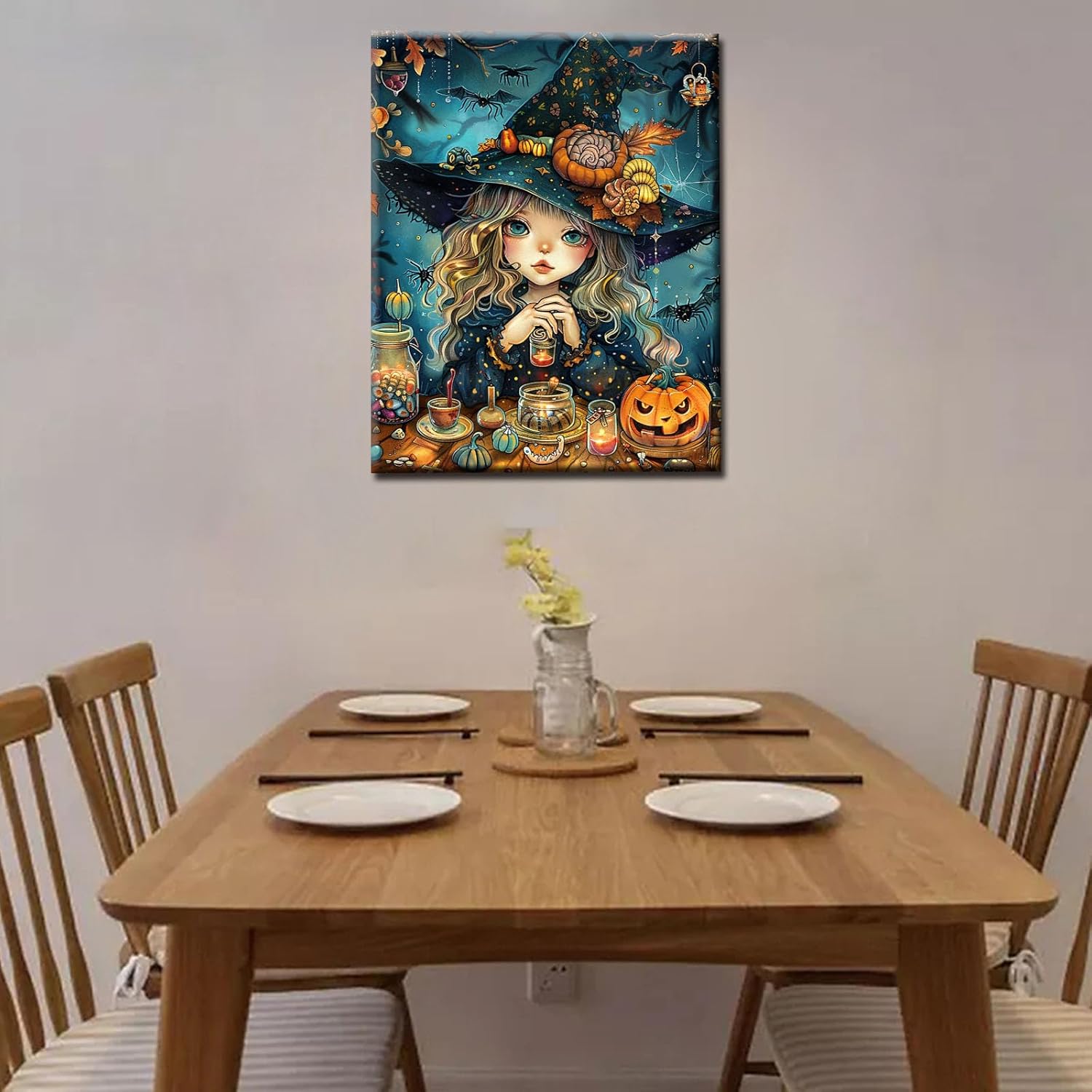 Tucocoo Halloween Night Bat Paint by Number for Adults DIY Painting by Numbers Kits on Canvas Art Painting Kit Picture Arts Craft for Home Wall Art Modern Decor Gifts 16x20inch Frame