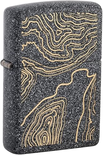 Zippo Topo Map Design - Encendedor de bolsillo de piedra de hierro