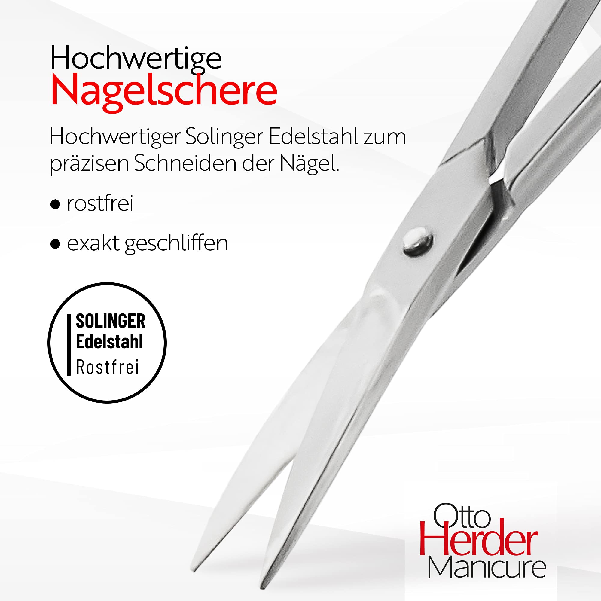 OTTO HERDER Solingen Ciseaux à ongles, incurvés, extra tranchants, 9 cm, avec coupe courbée/micro-denture, simple face en acier inoxydable, pour ongles des mains et des pieds