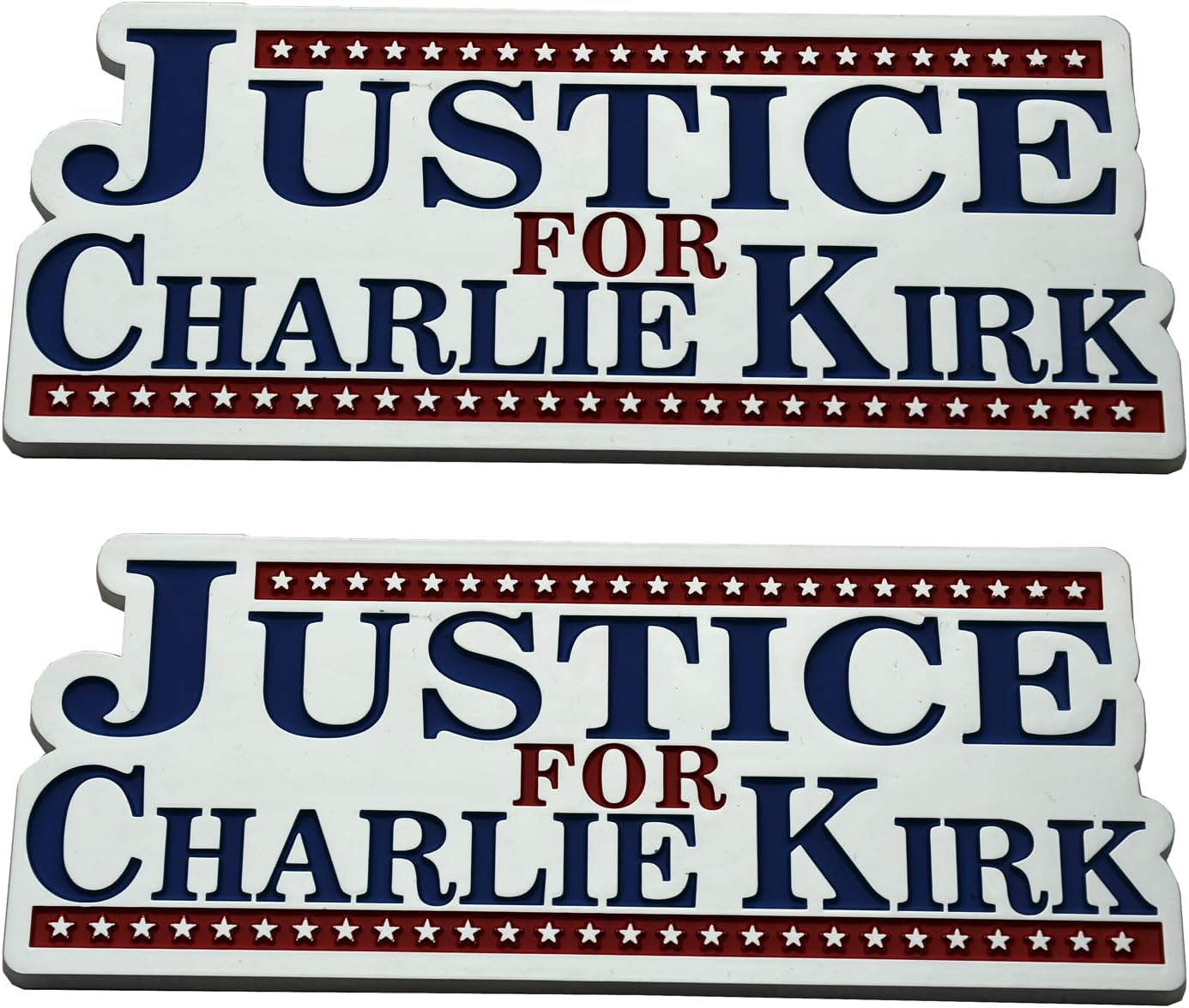 2Pcs New Justice for Charlie Kirk Stickers Emblems,TPUSA Loving Memorial Memorial 2025,3D Badge Decals Fits for Universal Vehicle, Car, Truck, SUV Decoration (Chrome Blue)