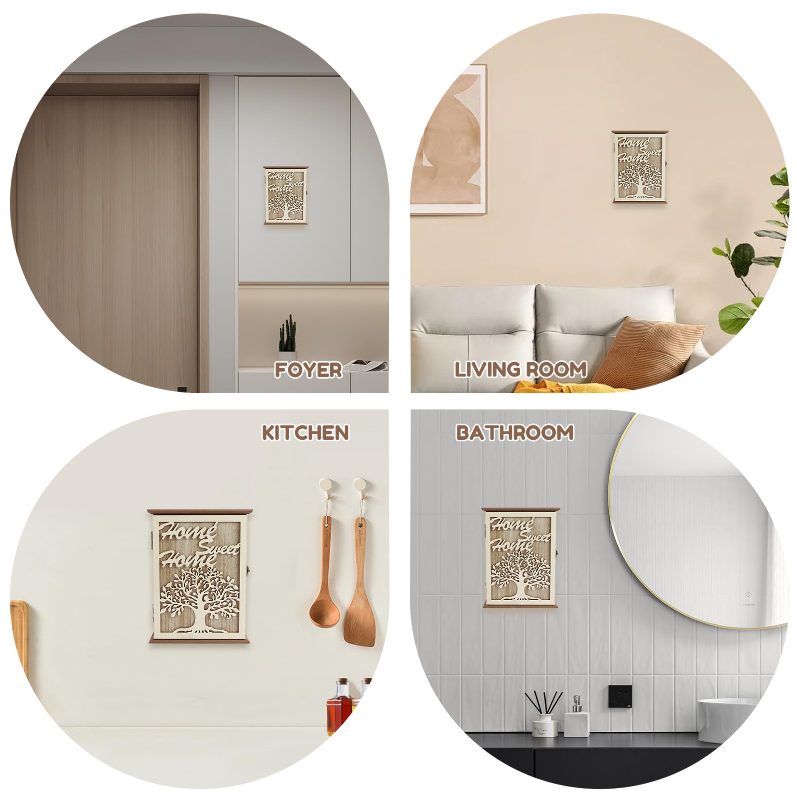 DJAPWPX Wooden Key Holder Wall Box - 20x6x26cm With 6 Hooks, Farmhouse Style