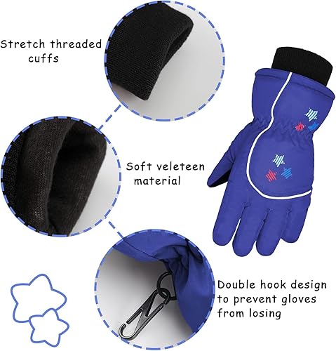 Miniatura 4 de Guantes de esquí de nieve para niños, impermeables, cálidos, guantes de snowboard para niñas y niños
