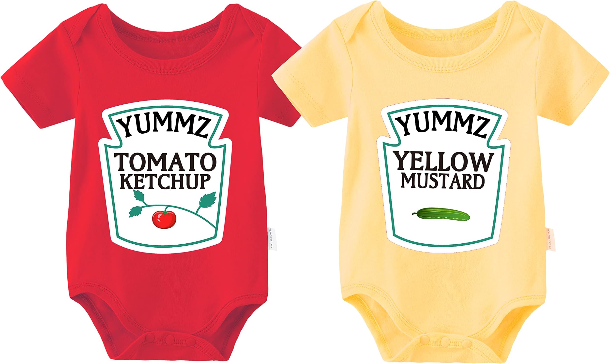 culbutomindBaby Twins Bodysuit Ketchup Mustard Newborn Baby Outfits Unisex Romper Infant Jumpsuit