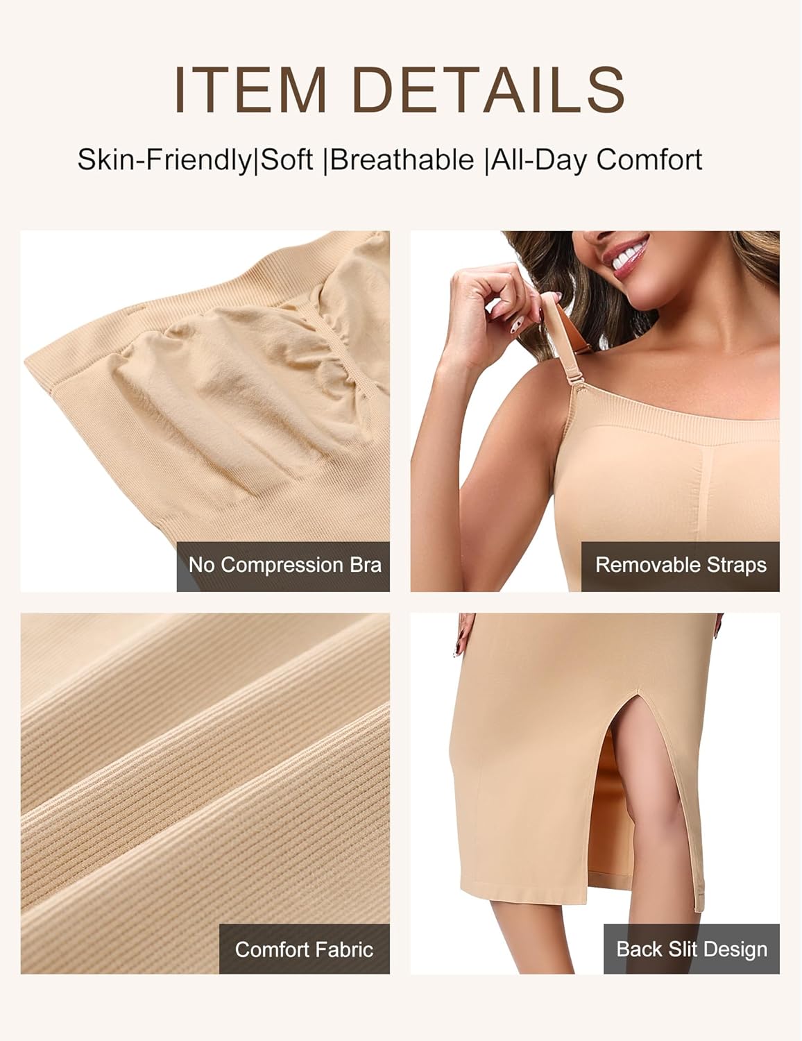 Strapless Shapewear Slip for Women, Tummy Control Under Dress, Removable Strap Tube Top Body Shaper Full Slip - Image 5