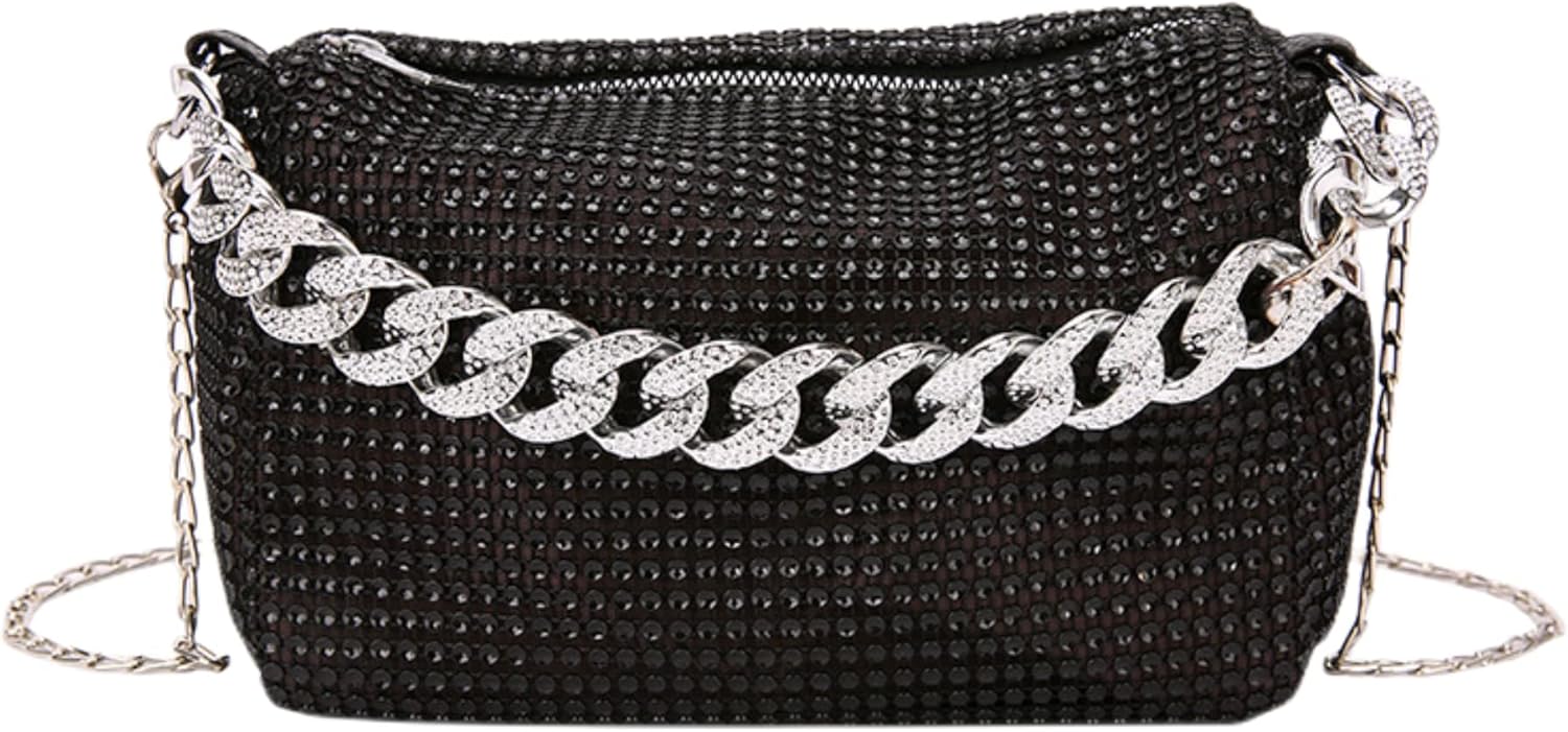 Bling Rhinestone Hobo Bag for Women Crystal Evening Handbag