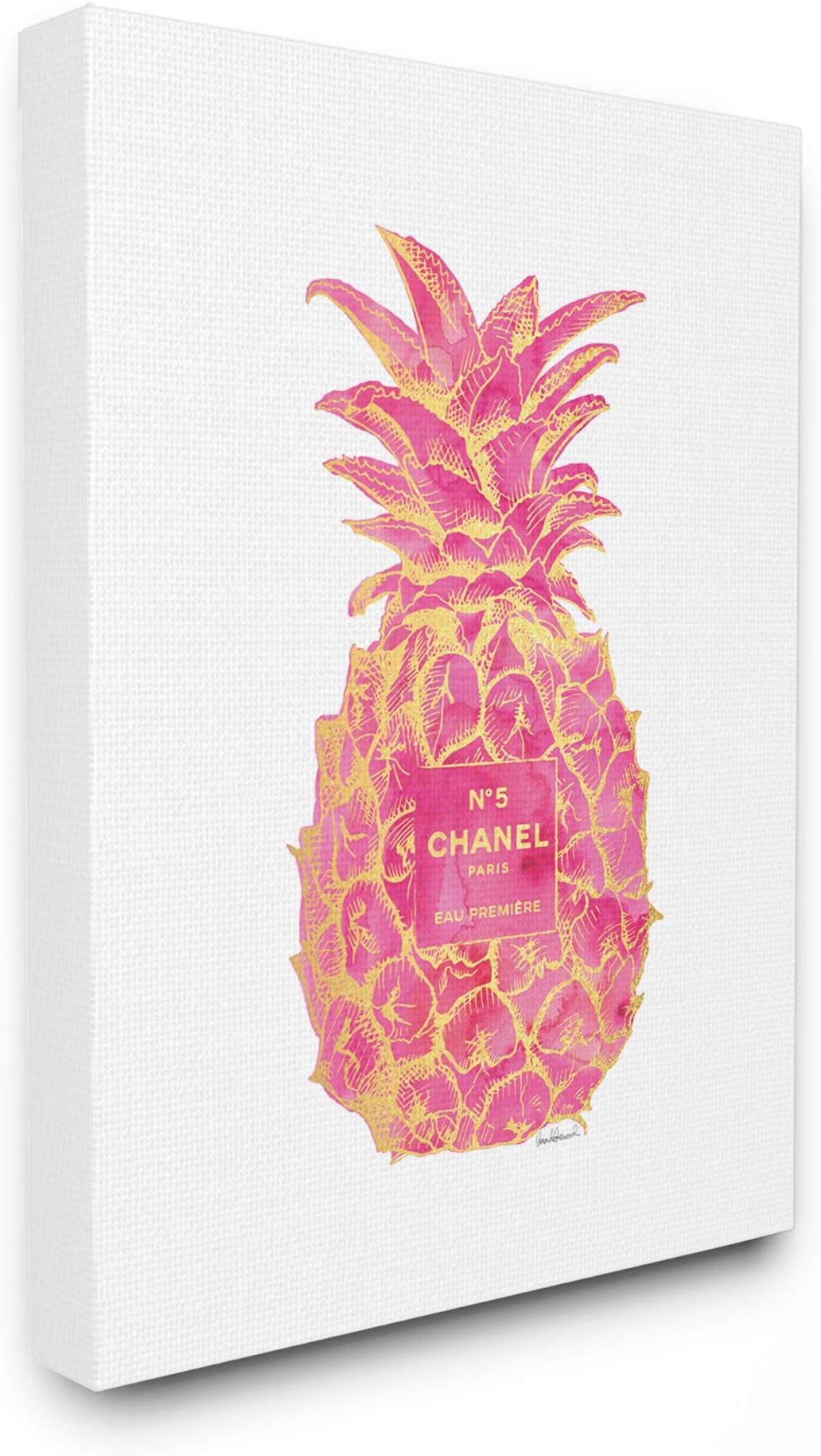 Stupell Industries Fashioner Pineapple Pink Gold Watercolor, Design By Artist Amanda Greenwood Wall Art, 24 x 30, Canvas