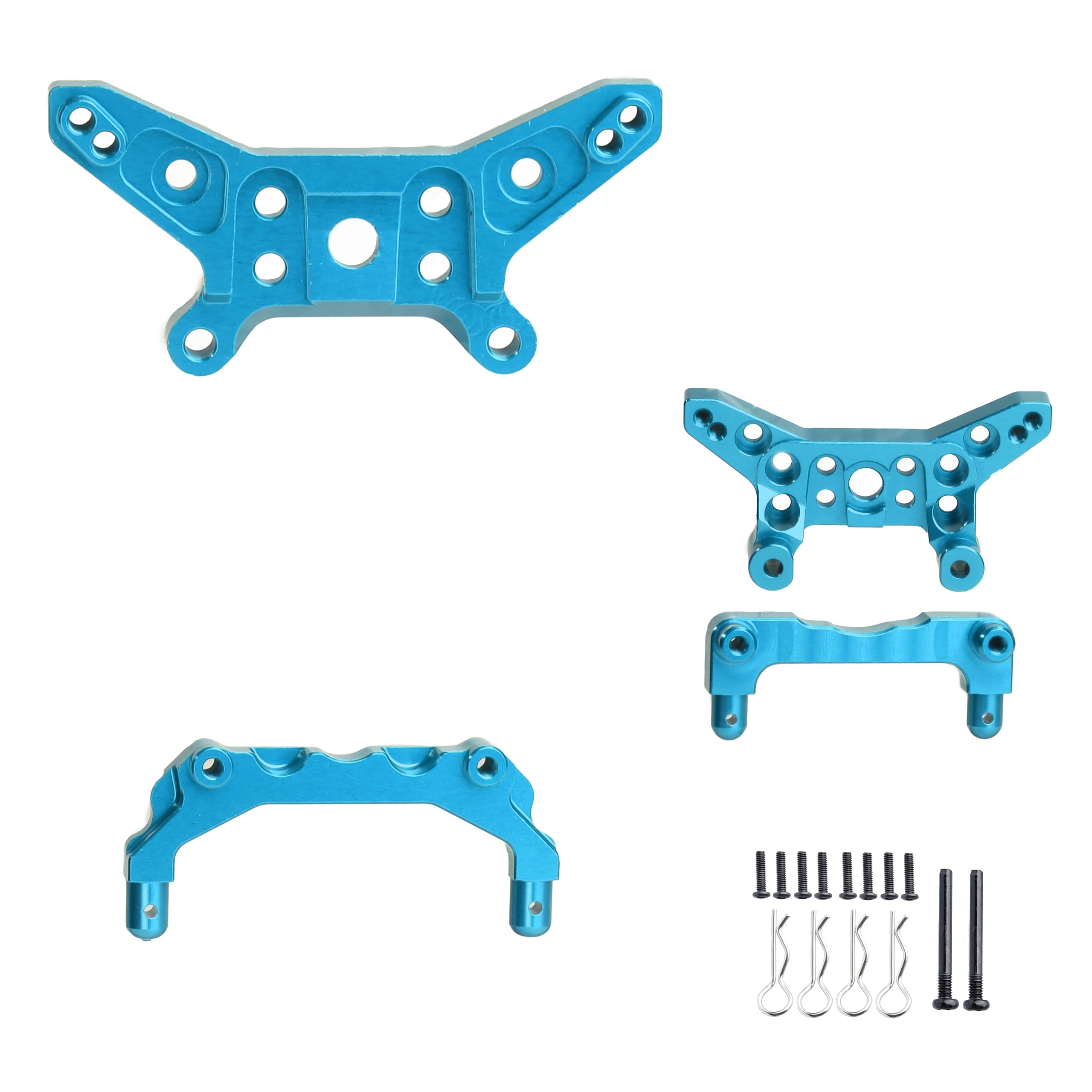RCMOXETO for Hyper Go H14BM Upgrade Parts Front Rear RC Shock Mounts Tower and Body Pillars Upgrade Parts for MJX Hyper Go H14BM 14210 14209 Jetwood 1/14 Scale Upgrade kit Blue