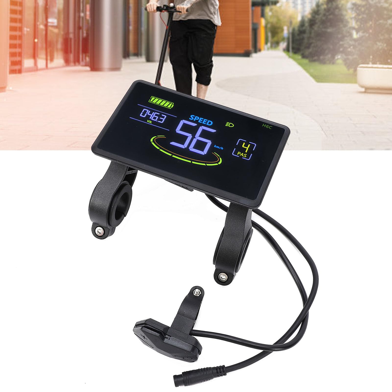 HEEPDD Display LCD per Bici Elettrica, Contachilometri Multifunzione Monitor Batteria con Ampia Tensione 24 V 36 V 48 60 per Pendolari in Bicicletta Visualizzazione Dati in Tempo Reale su Scooter in