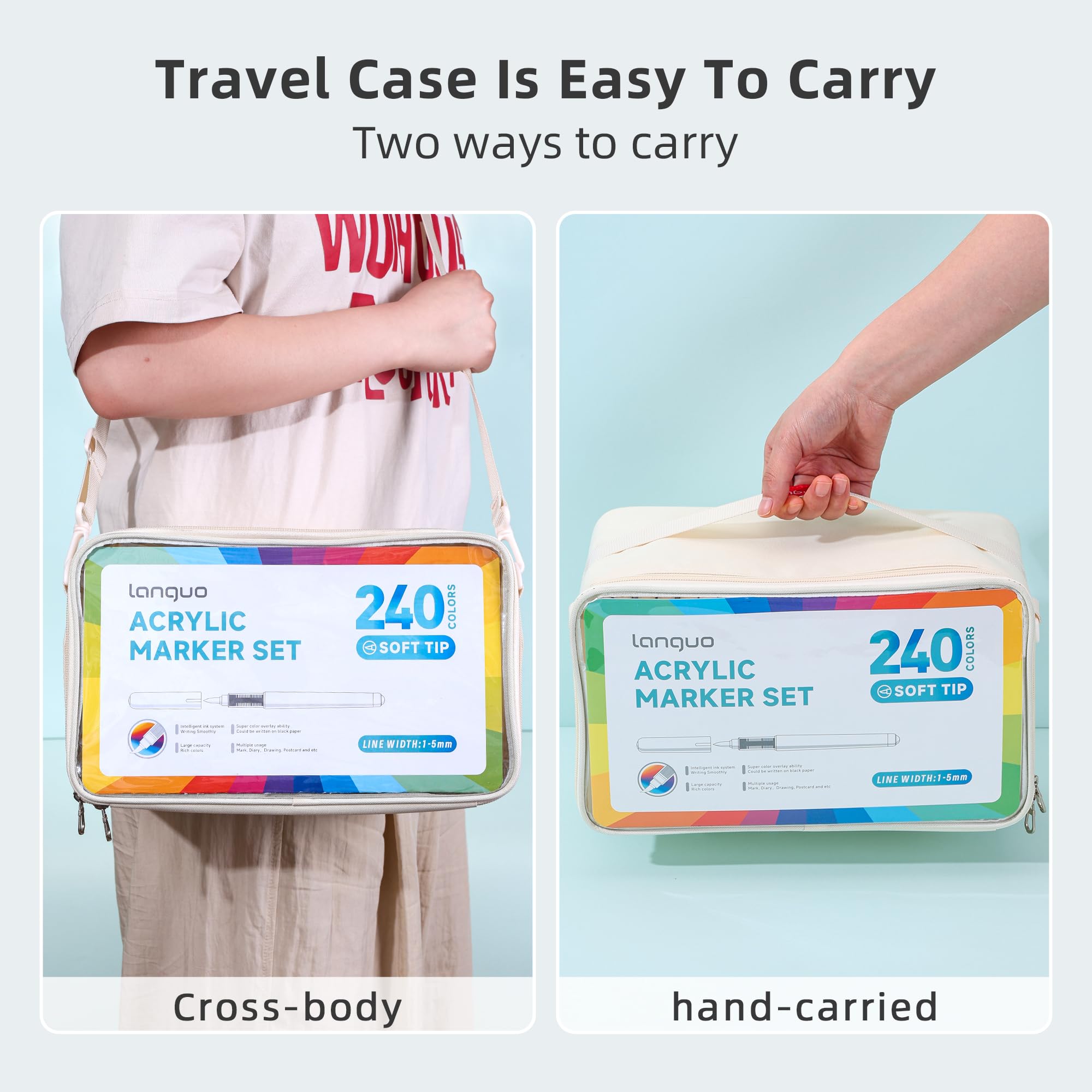 Amazon.co.jp: languo 240色 アクリルペイントマーカー ソフトブラシ