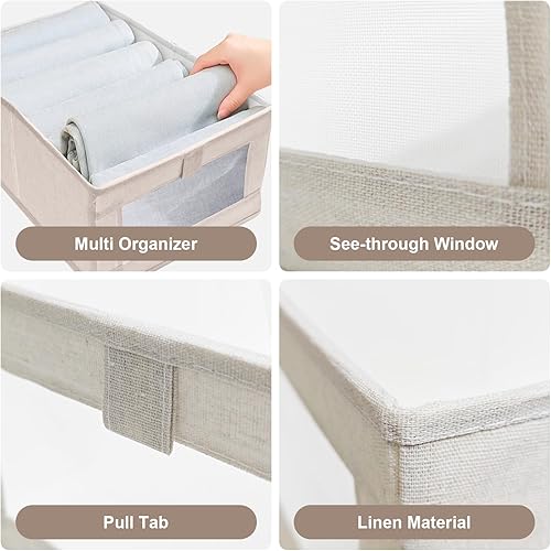 Miniatura 3 de Paquete de 12 organizadores y almacenamiento de lino, cestas de almacenamiento de lino para organización, contenedores organizadores plegables con