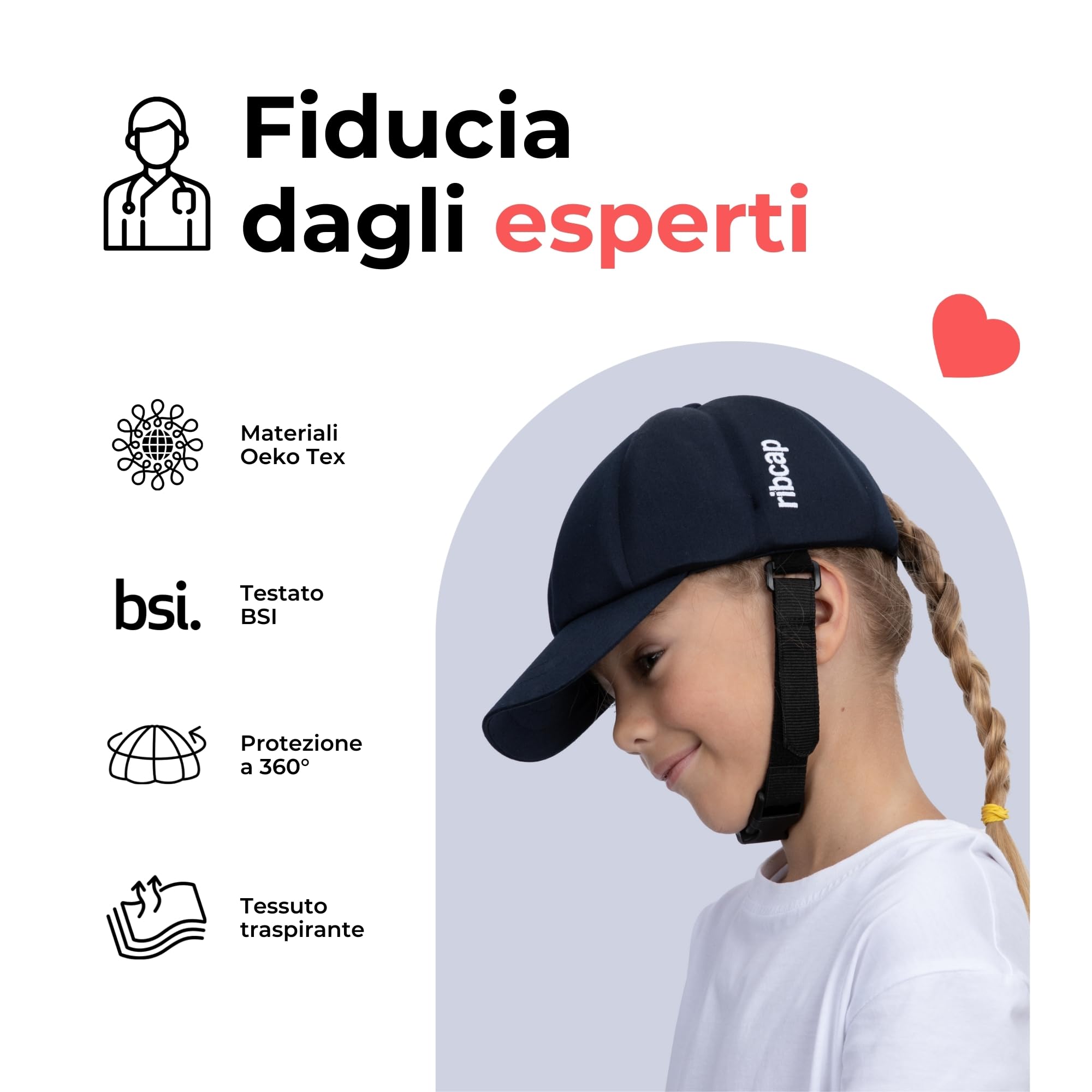 Ribcap Casco Medico per Bambini | Berretto da Baseball con Cinturino per Il Mento | Midi/Maxi 19,5-24,5 cm | Casco Protettivo Morbido per l'epilessia | Casco Protettivo per Le convulsioni