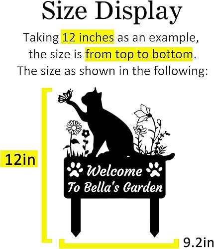 Miniatura 4 de Letrero personalizado de jardín de gato, letrero de estaca de jardín de gato, letrero de metal de bienvenida de animales, placa de número de casa
