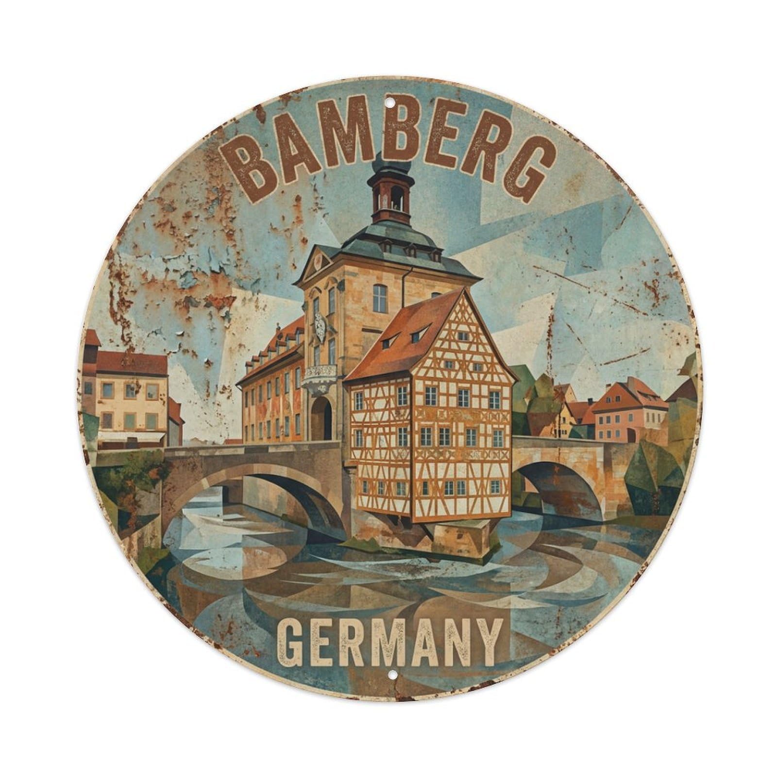 Galvaxio Style Vintage Travel Germany Bamberg Metal Tin Sign