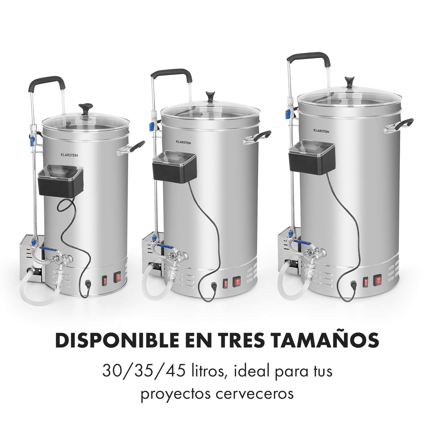 Klarstein Brauheld Pro - Fermentadores cerveza, Fabrica cerveza artesanal, Máquina cerveza artesanal, Temporizador 1-99 min, 30-100 °C, Acero inoxidable, Recipiente grano extraíble, 45 L, Plateado
