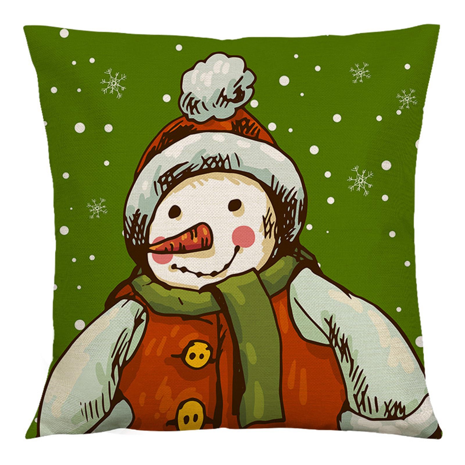 Elnwnnkc Christmas Cushion Covers 45x45cm Christmas Hat Snowman Santa Decorative Throw Pillow Covers Linen Festive Living Room Accessories