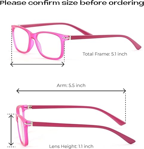 Miniatura 5 de Readerest - Anteojos de lectura con bloqueo de luz azul (rosados, aumento de 0.50), para computadora, con lente reflectante fina, antirreflejo, para