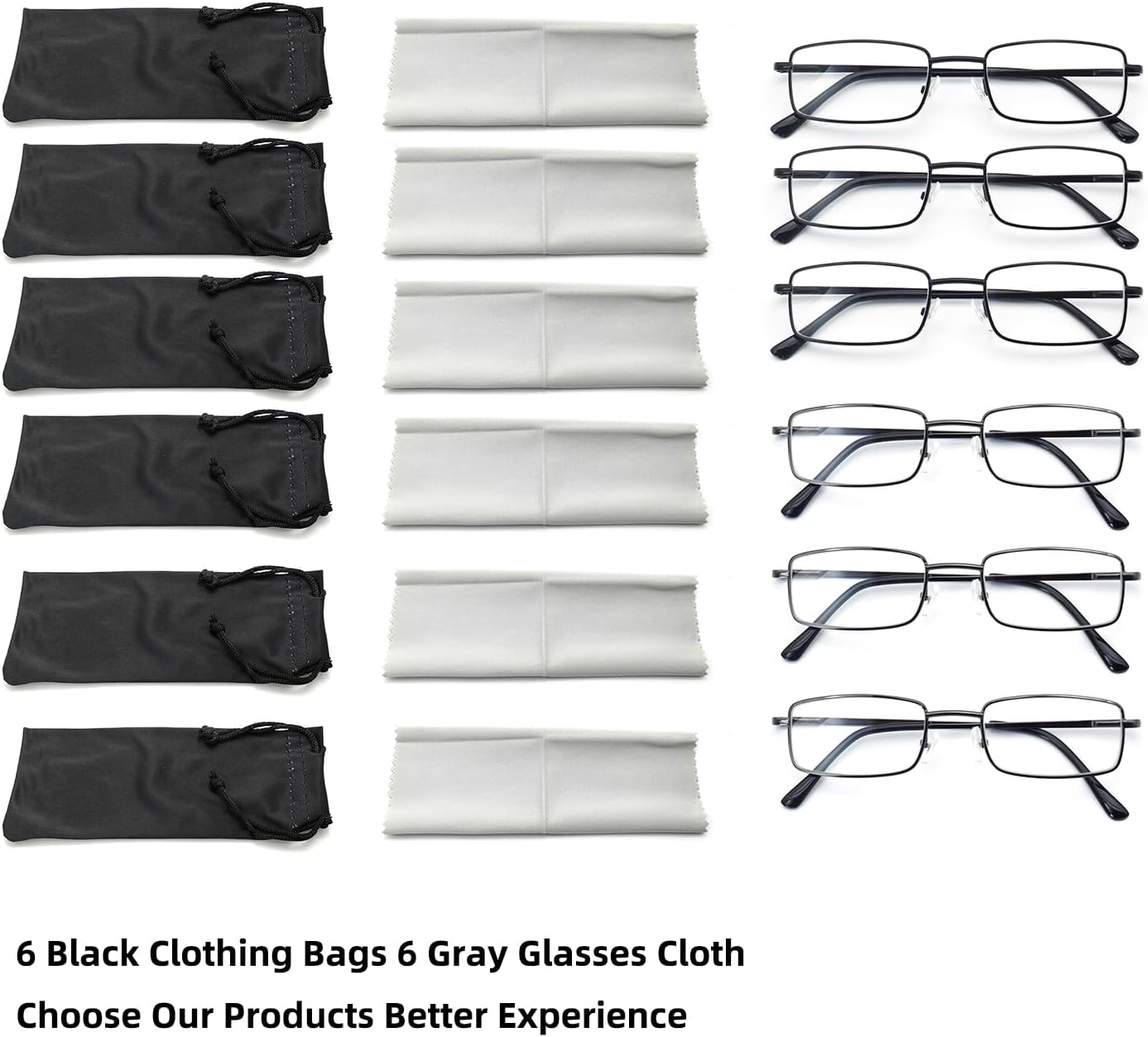 6-Pack Metal Reading Glasses for Men Women Spring Hinge Readers Clear Lens Non Yellow Coating - Image 2