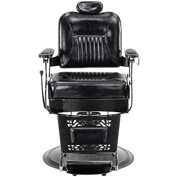 BarberPub Vintage Barber Chair Hydraulic Recline Chair 2925 (All Black)