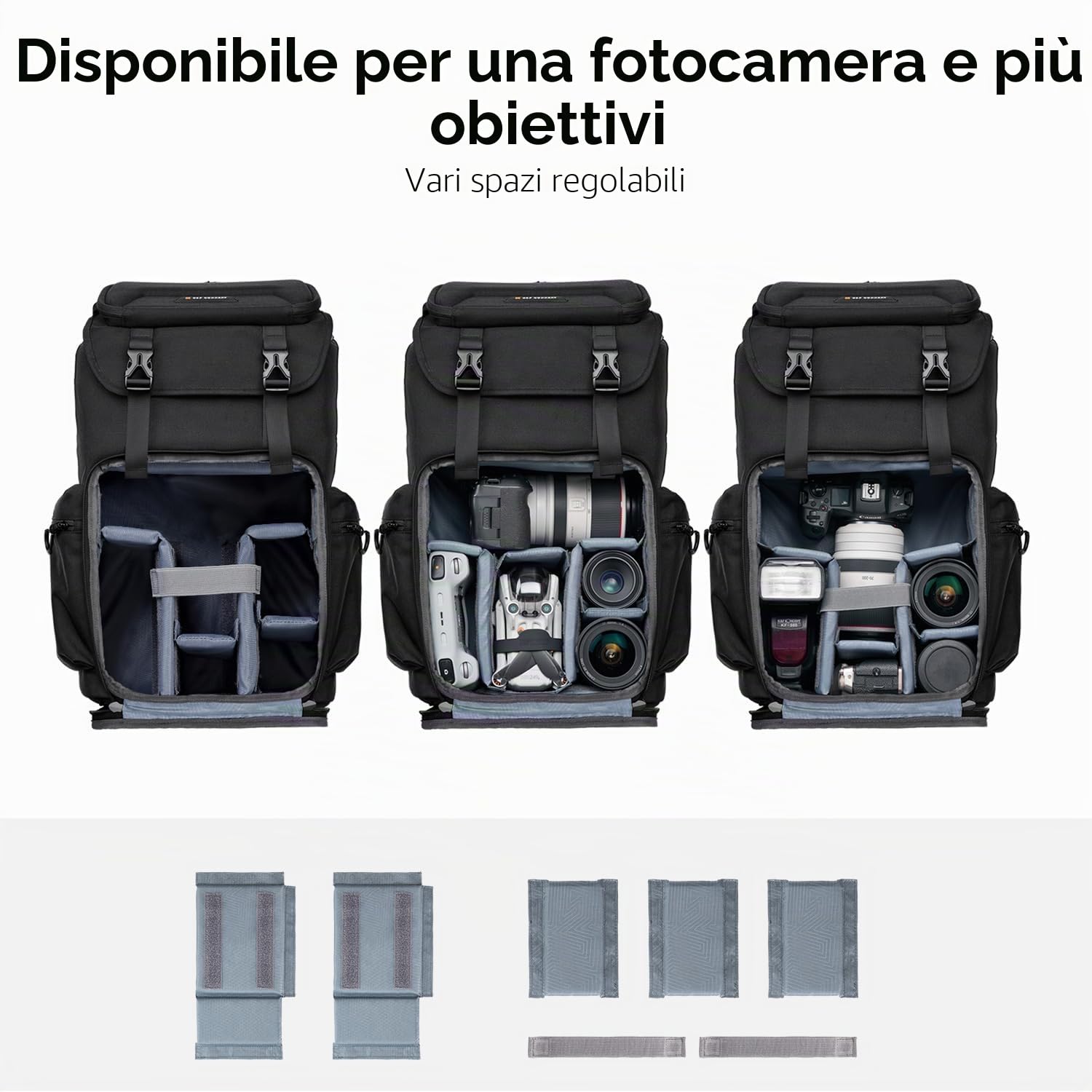 K&F CONCEPT Zaino per Fotocamera Professonale, Borsa Fotocamera Fotografia, Zaino Fotocamera Impermeabile Antifurto, Grande Capacità, Elevata Stabilità, Scomparto per Laptop da 15.6 pollici, Nero