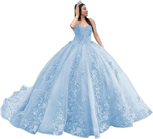 Zhangyo Vestidos de quinceañera sin tirantes Vestido de bola Puffy Tulle Dulce 15 16 Vestidos Laca con cuentas Vestido de membrillo CXL087