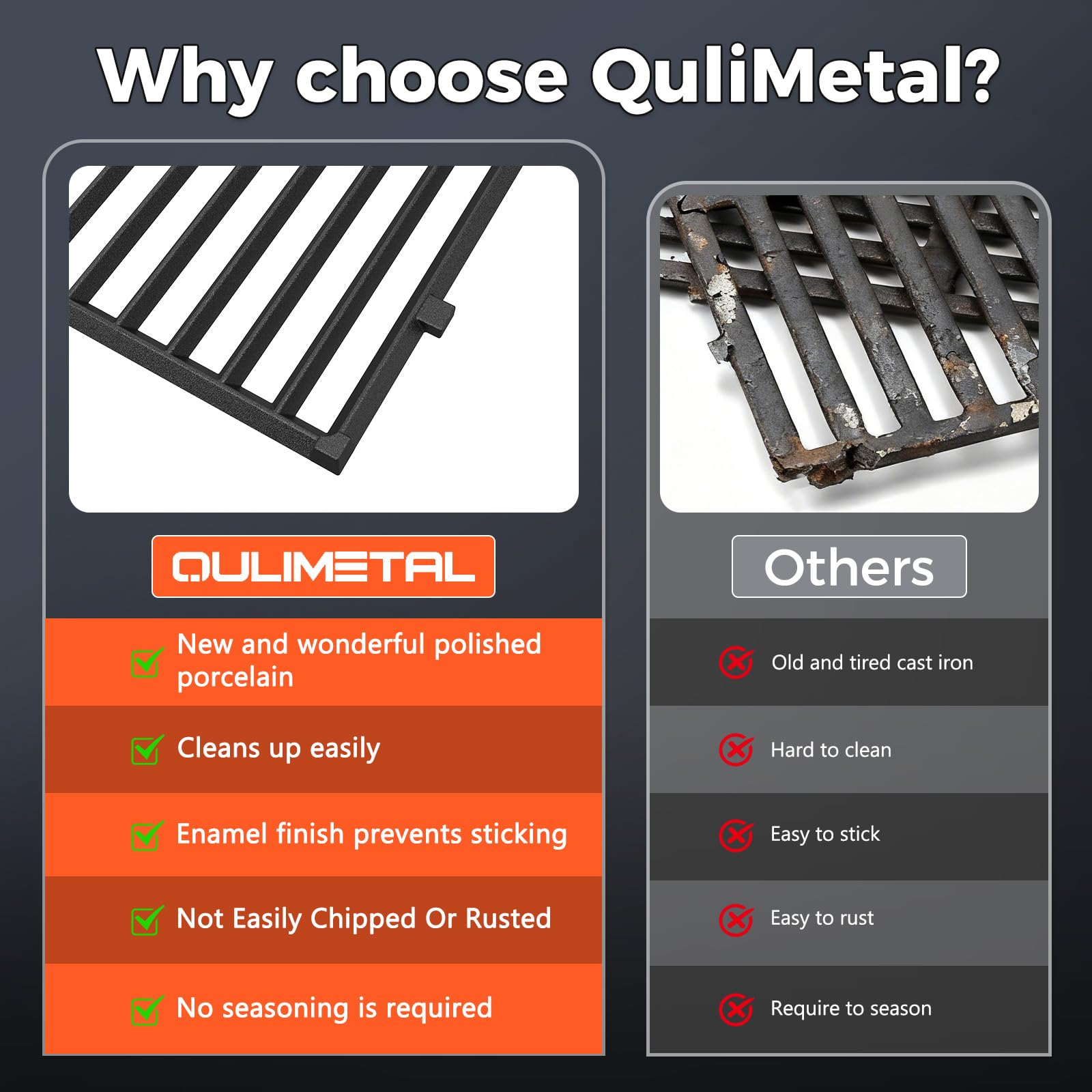 QuliMetal Griglie da cucina 47,6 cm barre aromatizzanti 17 pollici per Weber Genesis II/LX 300, Genesis II E310, E315, E335 (2017+)